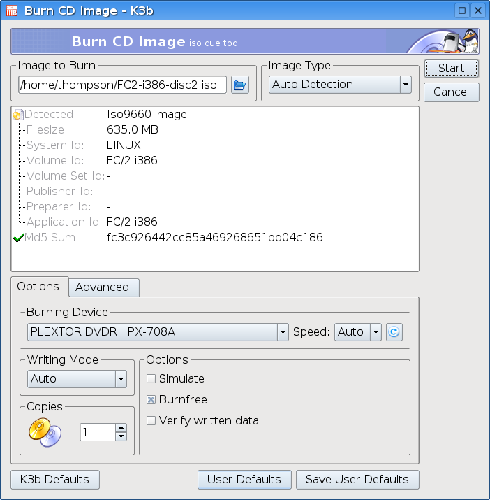 K3b burning ISO image