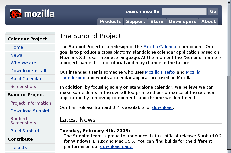 Sunbird screenshot